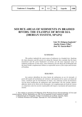 SOURCE-AREAS of SEDIMENTS in BRAIDED RIVERS: the EXAMPLE of RIVER OJA (IBERIAN SYSTEM, SPAIN)T