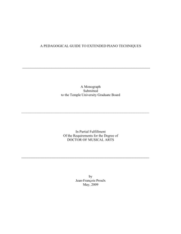 A PEDAGOGICAL GUIDE to EXTENDED PIANO TECHNIQUES a Mono