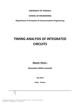 Timing Analysis of Integrated Circuits