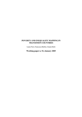 Poverty and Inequality Mapping in Transition Countries