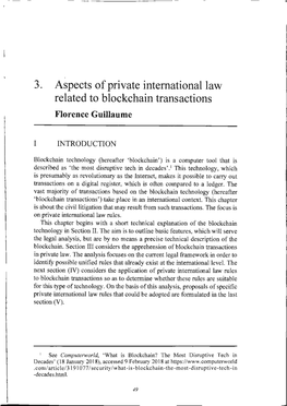 3. Aspects of Private International Law Related to Blockchain Transactions Florence Guillaume