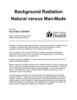 Background Radiation Natural Versus Man-Made