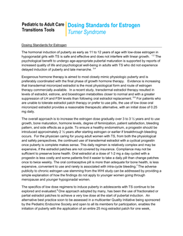 Dosing Standards for Estrogen Turner Syndrome