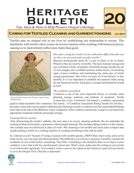 Heritage Bulletin 20 Tips, Ideas & More to Help Preserve Oregon’S Heritage