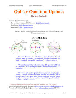 Quirky Quantum Updates Emichels at Physics.Ucsd.Edu