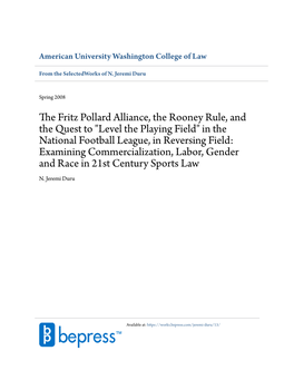 The Fritz Pollard Alliance, the Rooney Rule, and the Quest to 