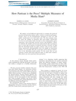 How Partisan Is the Press? Multiple Measures of Media Slant*