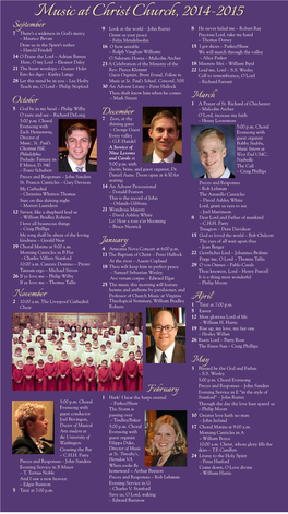 Music at Christ Church, 2014-2015