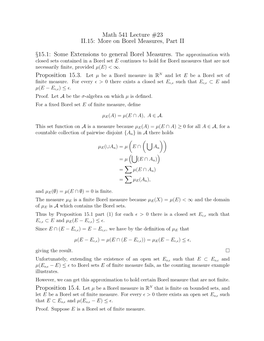 Math 541 Lecture #23 II.15: More on Borel Measures, Part II §15.1