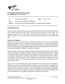 VICTORIA Committee of the Whole Report