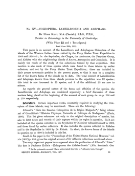 No. XV.COLEOPTERA, LAMELLICORNIA and ADEPHAGA