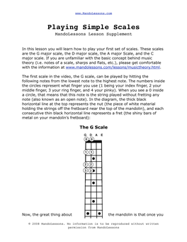 Playing Simple Scales Mandolessons Lesson Supplement