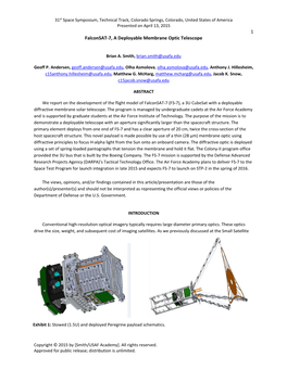 Falconsat‐7, a Deployable Membrane Optic Telescope