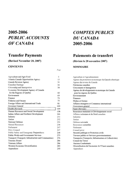 Public Accounts of Canada Comptes Publics Du Canada