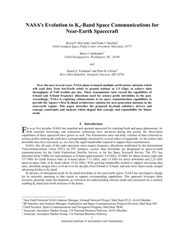 NASA's Evolution to Ka-Band Space Communications for Near-Earth Spacecraft