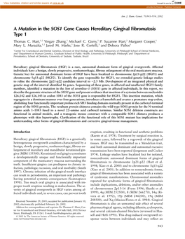 A Mutation in the SOS1 Gene Causes Hereditary Gingival Fibromatosis Type 1 Thomas C