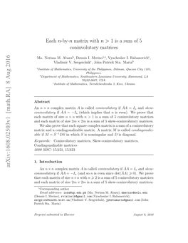 Each N-By-N Matrix with N> 1 Is a Sum of 5 Coninvolutory Matrices