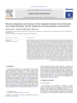 Mineral Composition and Structure of the Stalagmite Laminae from Chulerasim Cave, Indian Himalaya, and the Significance for Pala