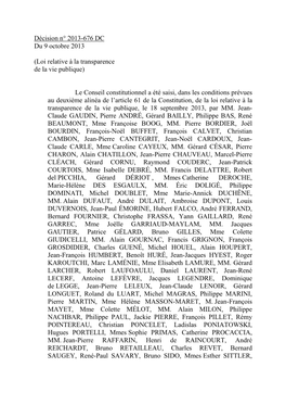 Décision N° 2013-676 DC Du 9 Octobre 2013