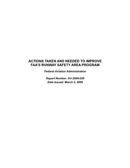 Actions Taken and Needed to Improve FAA's Runway Safety Area Program