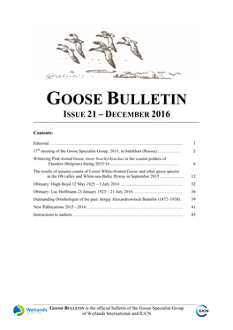 Goose Bulletin Issue 21 – December 2016