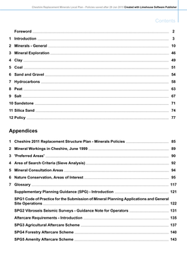 Cheshire Replacement Minerals Local Plan - Policies Saved After 29 Jan 2015 Created with Limehouse Software Publisher