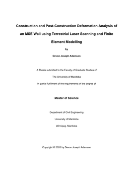 Construction and Post-Construction Deformation Analysis of an MSE Wall Using Terrestrial Laser Scanning and Finite Element Model