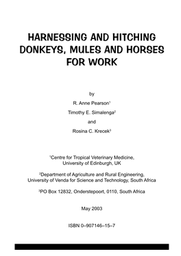 Harnessing and Hitching Donkeys, Mules and Horses for Work