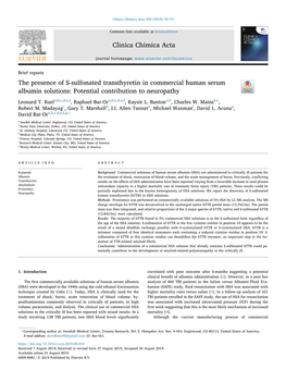 The Presence of S-Sulfonated Transthyretin in Commercial Human Serum Albumin Solutions: Potential Contribution to Neuropathy T