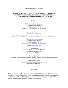 Final Technical Report Map of Active Fault Traces
