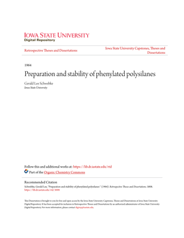 Preparation and Stability of Phenylated Polysilanes Gerald Lee Schwebke Iowa State University