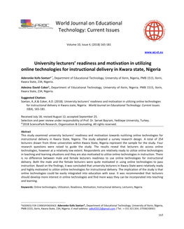 World Journal on Educational Technology: Current Issues