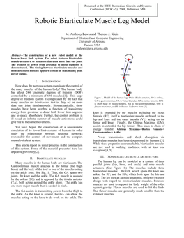 Robotic Biarticulate Muscle Leg Model