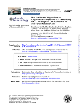 IL-4 Inhibits the Biogenesis of an Epigenetically Suppressive PIWI