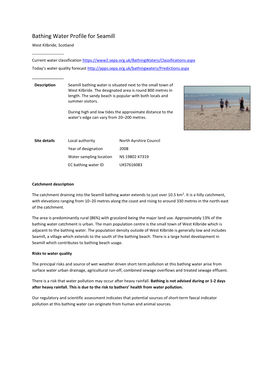 Bathing Water Profile for Seamill