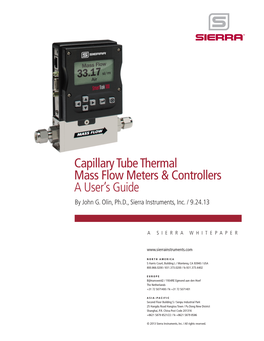 Capillary Tube Thermal Mass Flow Meters & Controllers: a User's Guide