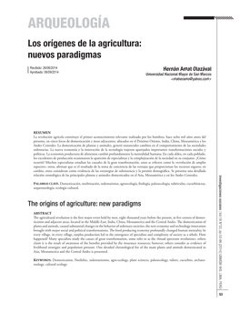 ARQUEOLOGÍA Los Orígenes De La Agricultura: Nuevos Paradigmas