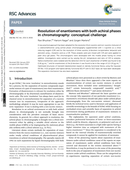 Resolution of Enantiomers with Both Achiral Phases in Chromatography