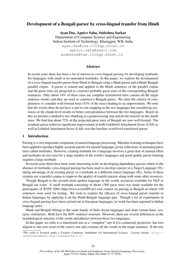 Development of a Bengali Parser by Cross-Lingual Transfer from Hindi