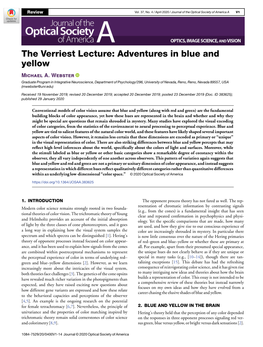 The Verriest Lecture: Adventures in Blue and Yellow