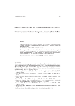 Two New Species of Centaurea (Compositae, Cardueae) from Turkey