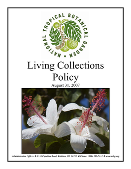 National Tropical Botanical Garden Collections and Categories 2007 NTBG Collections and Categories 2007