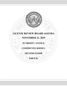 License Review Board Agenda November 12, 2019