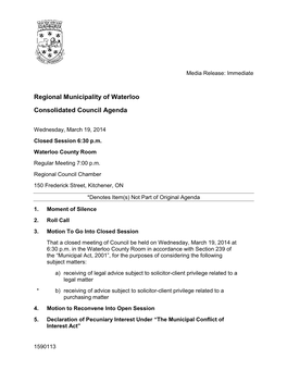 Consolidated Council Agenda
