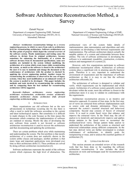 Software Architecture Reconstruction Method, a Survey