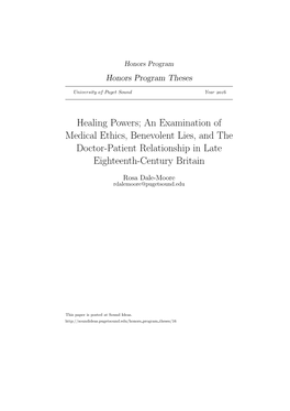 An Examination of Medical Ethics, Benevolent Lies, and the Doctor-Patient Relationship in Late Eighteenth-Century Britain