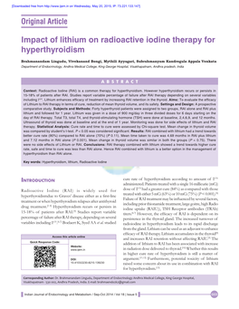Impact of Lithium on Radioactive Iodine Therapy for Hyperthyroidism