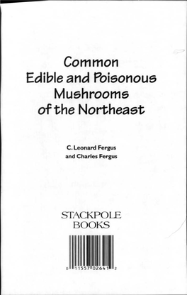 Common Edible and Poisonous Mushrooms of the Northeast