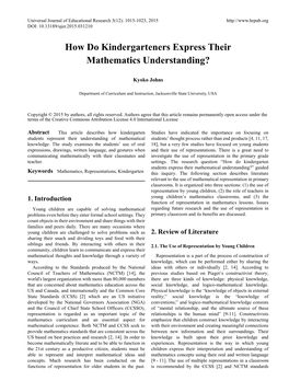 How Do Kindergarteners Express Their Mathematics Understanding?