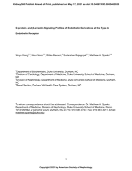 G Protein- and Β-Arrestin Signaling Profiles of Endothelin Derivatives at the Type A